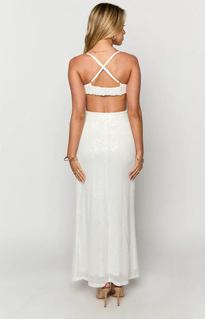 Taleah White Sequin Cut Out Maxi Dress