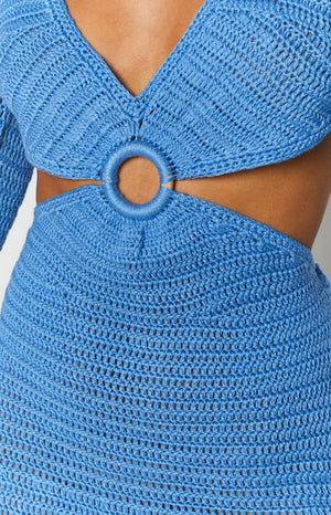 Cleo Crochet Dress Blue