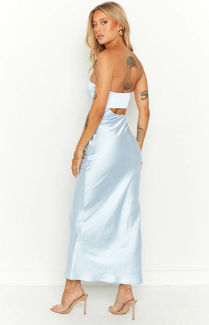 Blair Ice Blue Strapless Maxi Dress