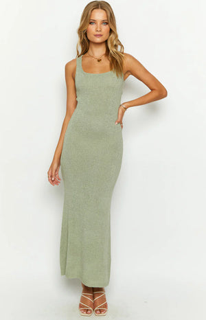 Lottie Khaki Knit Maxi Dress