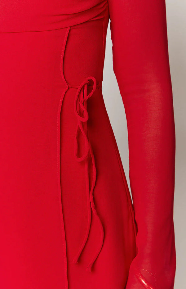 Lucy Red Long Sleeve Mini Dress